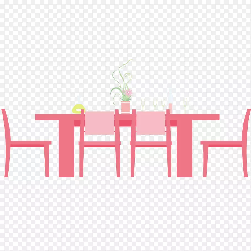 粉红色的餐桌设计矢量图