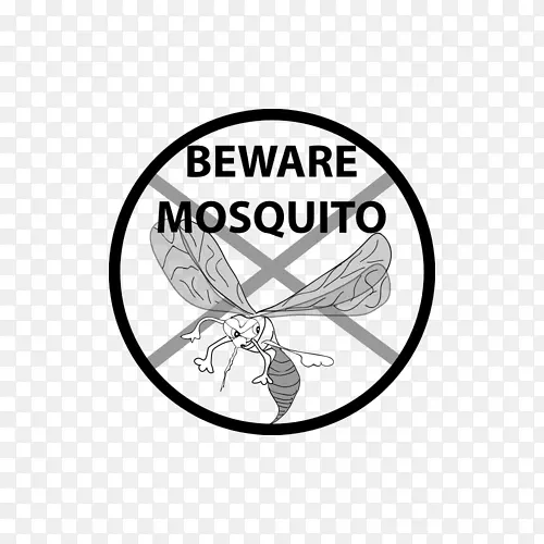 卡通圆形灰色禁止蚊子传染疾病图