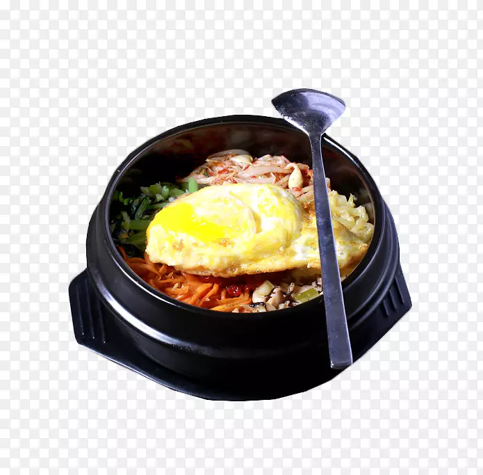韩式石锅荷包蛋美味拌饭
