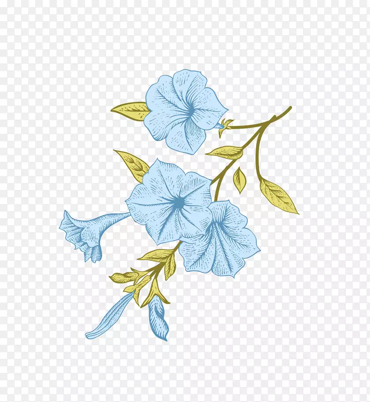 蓝色花朵装饰图案