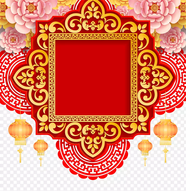 中国风红色清朝宫廷花纹
