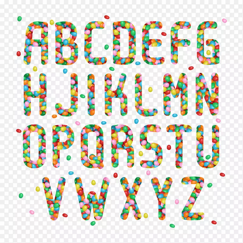 彩色果冻豆字母设计矢量图