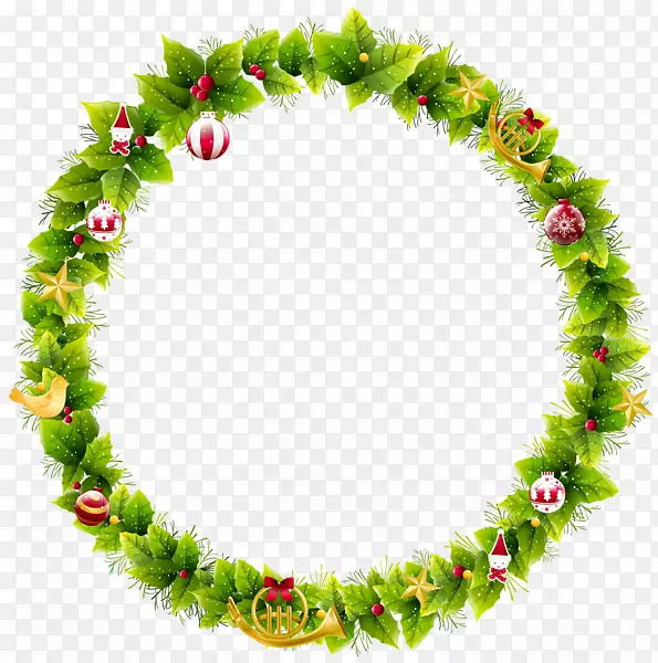 绿色带圣诞元素的花环