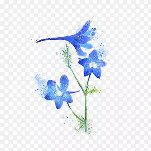 手绘蓝色水彩花朵