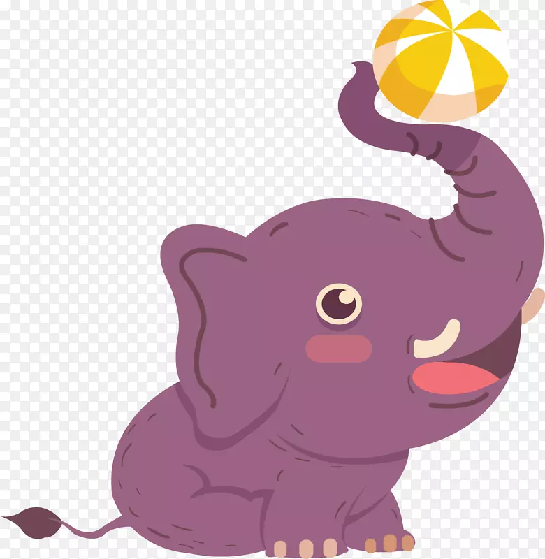 紫色玩皮球的大象