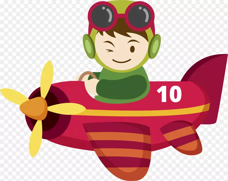 儿童节开飞机的小男孩