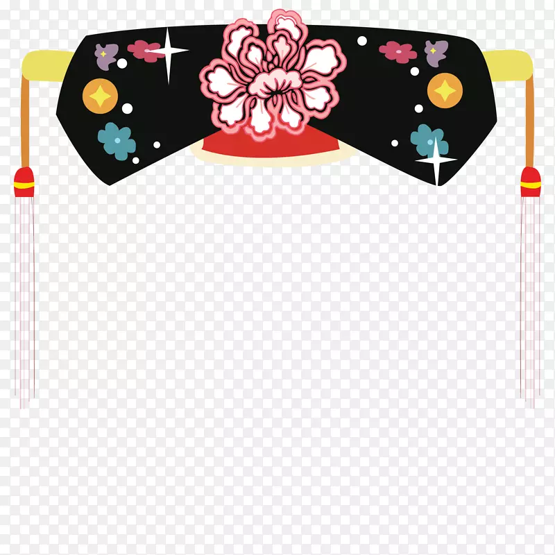 矢量清朝女子旗头装饰图案