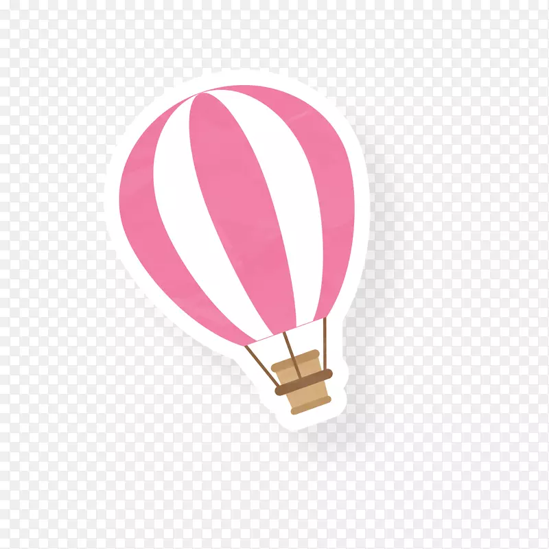 矢量手绘卡通粉色热气球