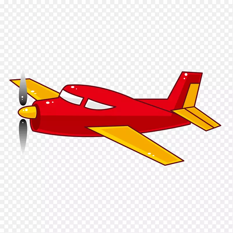 红色卡通小型飞机矢量图