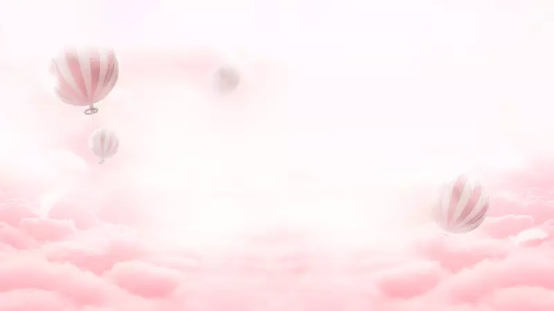 粉红色云层天空热气球素材