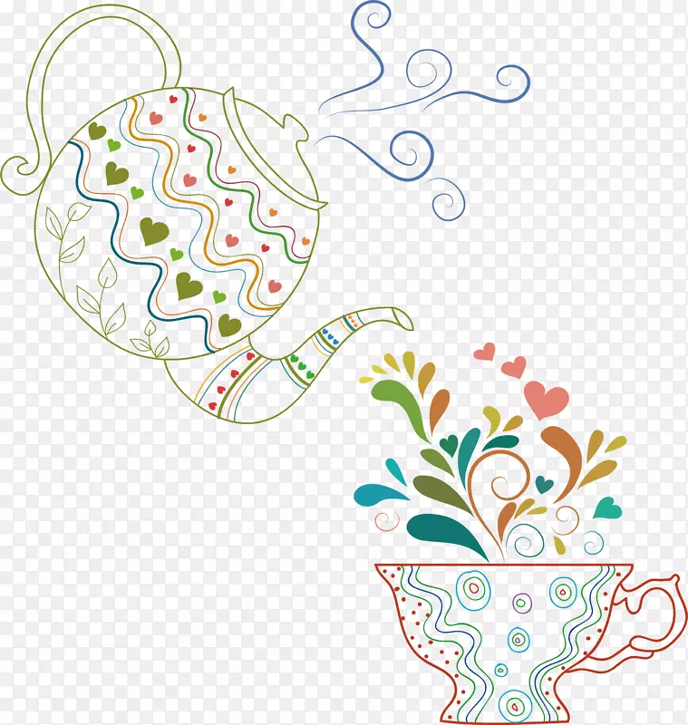 彩色花纹茶具