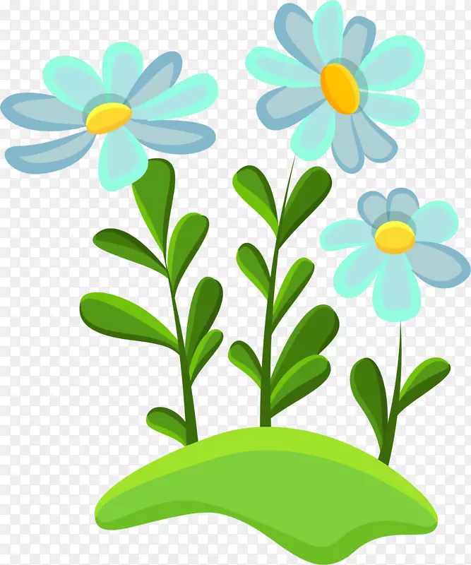 可爱卡通蓝色花卉花朵