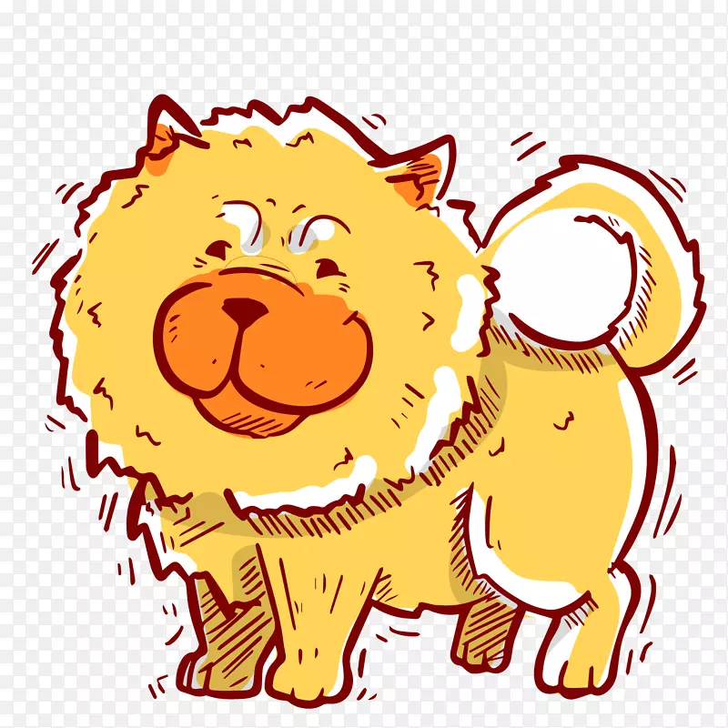 卡通手绘黄色的小狗