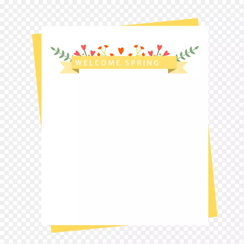 黄色边框彩色春天卡片设计素材