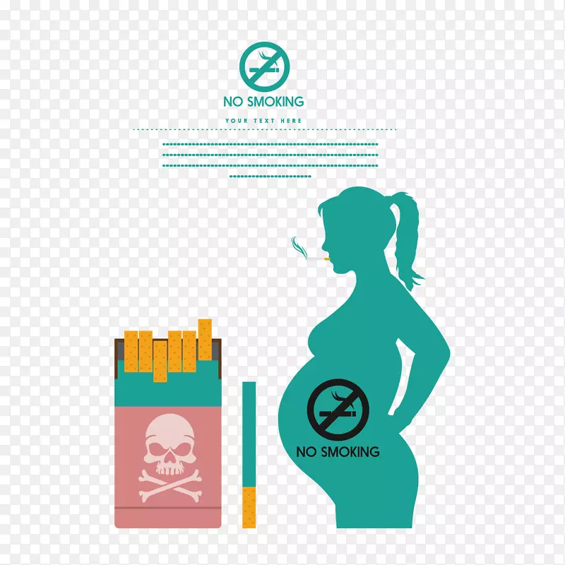 矢量孕妇和烟