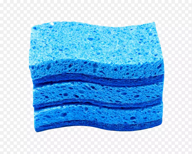 蓝色层叠着带弹性的海绵清洁用品
