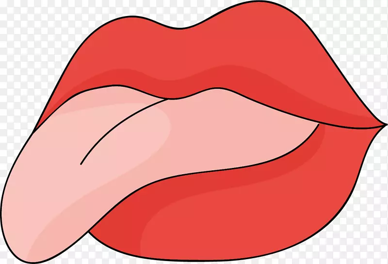 红色嘴唇边的舌头