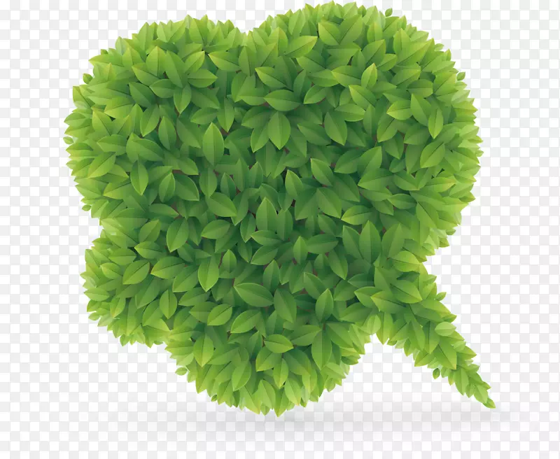 对话框 花朵造型 树叶 绿色