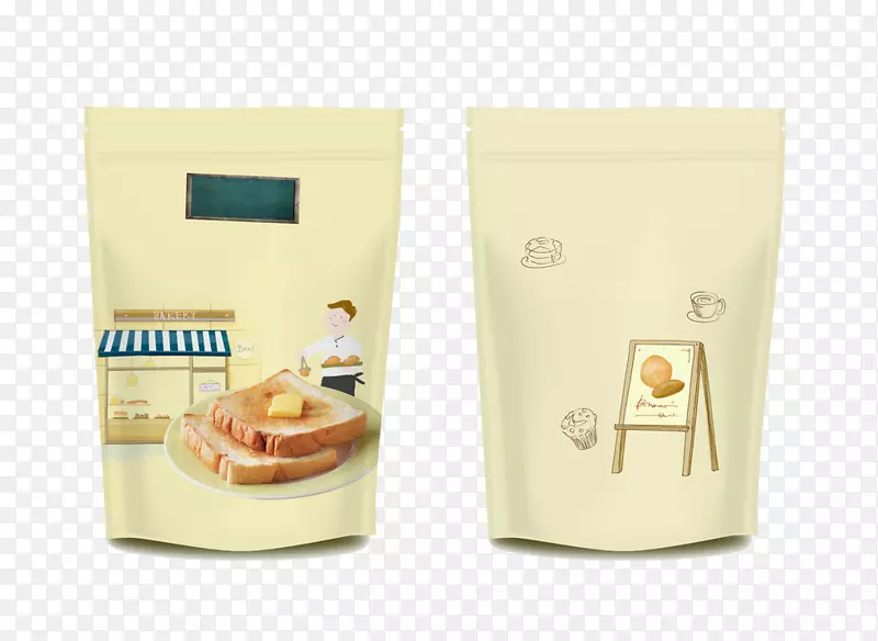 米色设计便携的面包包装