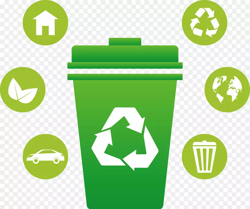 卡通绿色环保回收箱矢量