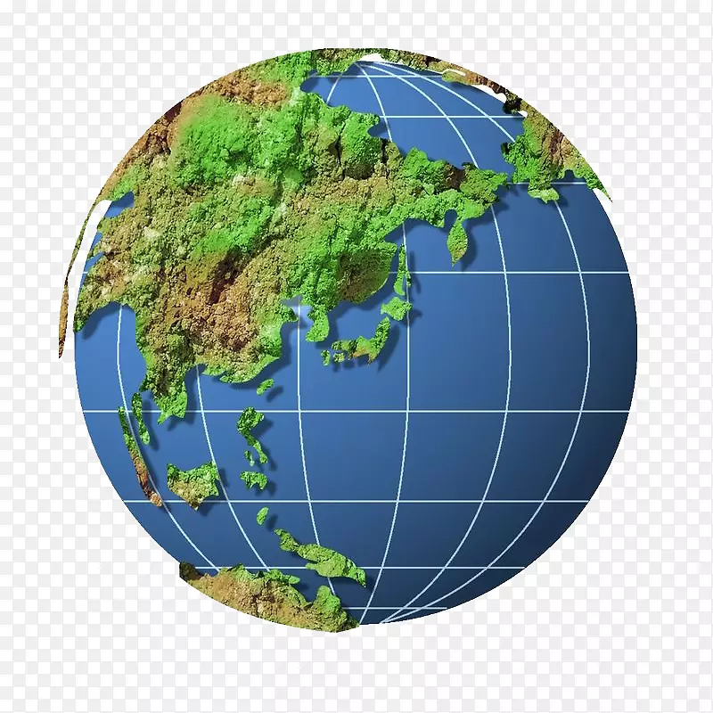 绿色带立体风格地球经纬网矢量图
