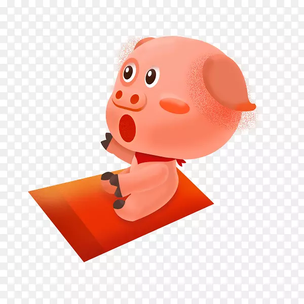 水彩手绘小猪和红包