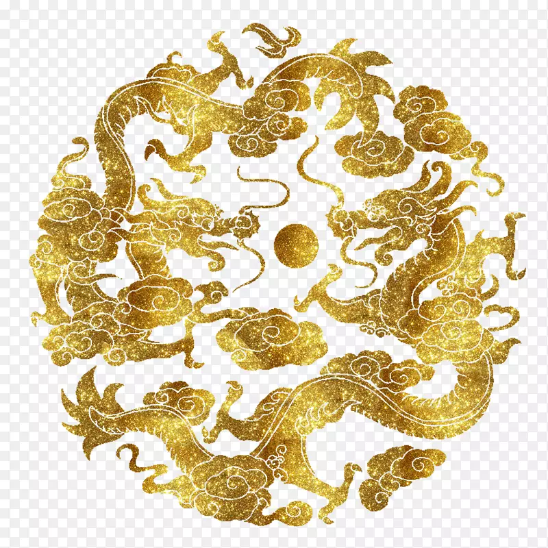 中国传统神话双龙戏珠免抠图