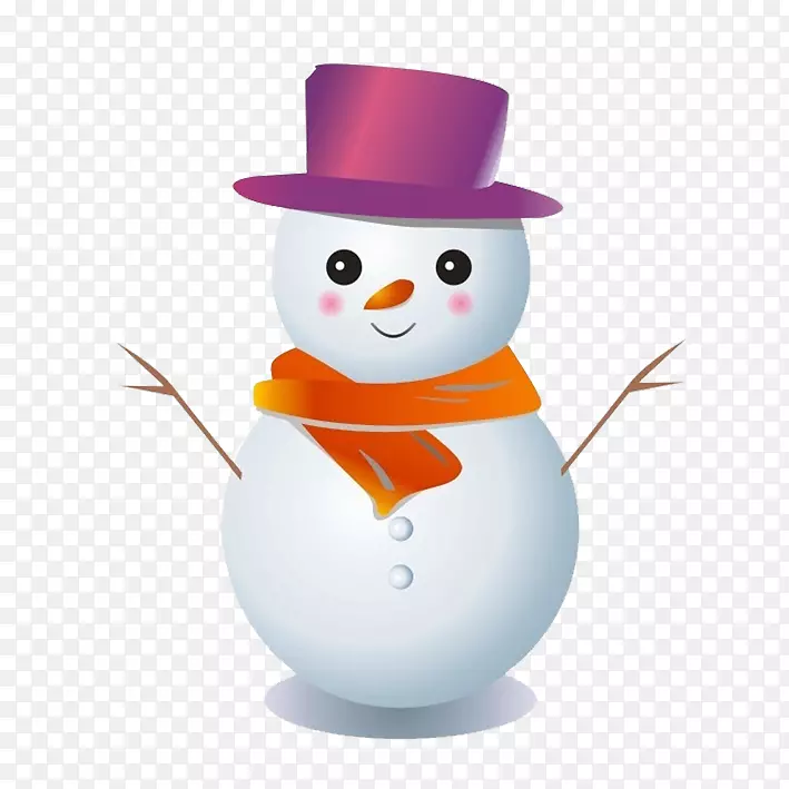 带着紫色帽子的雪人