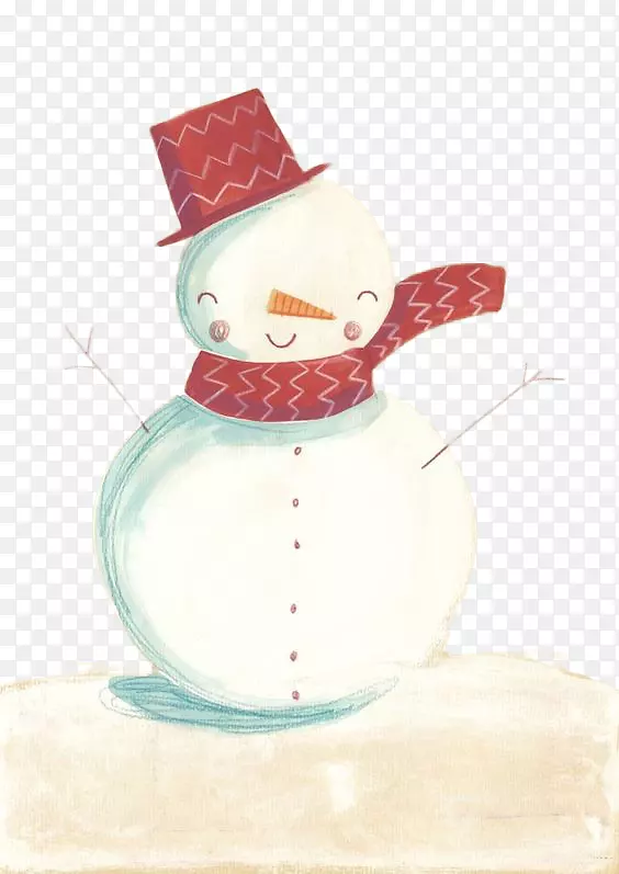 带围巾和帽子的雪人