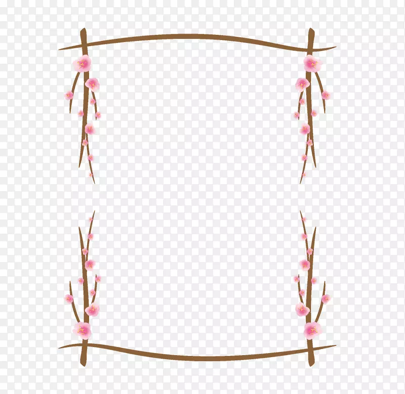 粉色手绘的桃花边框