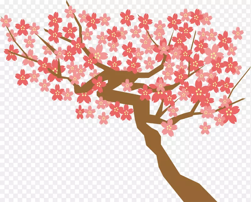 红色春季美丽花树