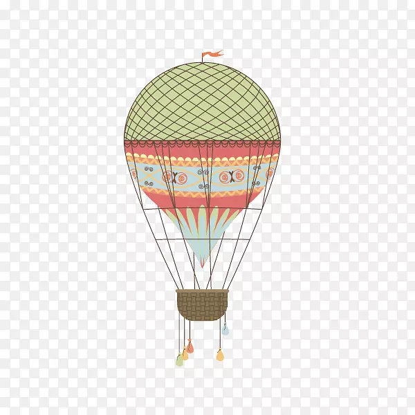 卡通手绘绿色的热气球元素