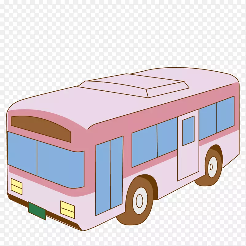 卡通版粉色的公交车
