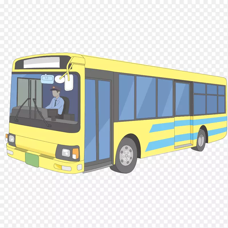 卡通版黄色的公交车