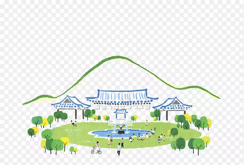 卡通手绘山林风景