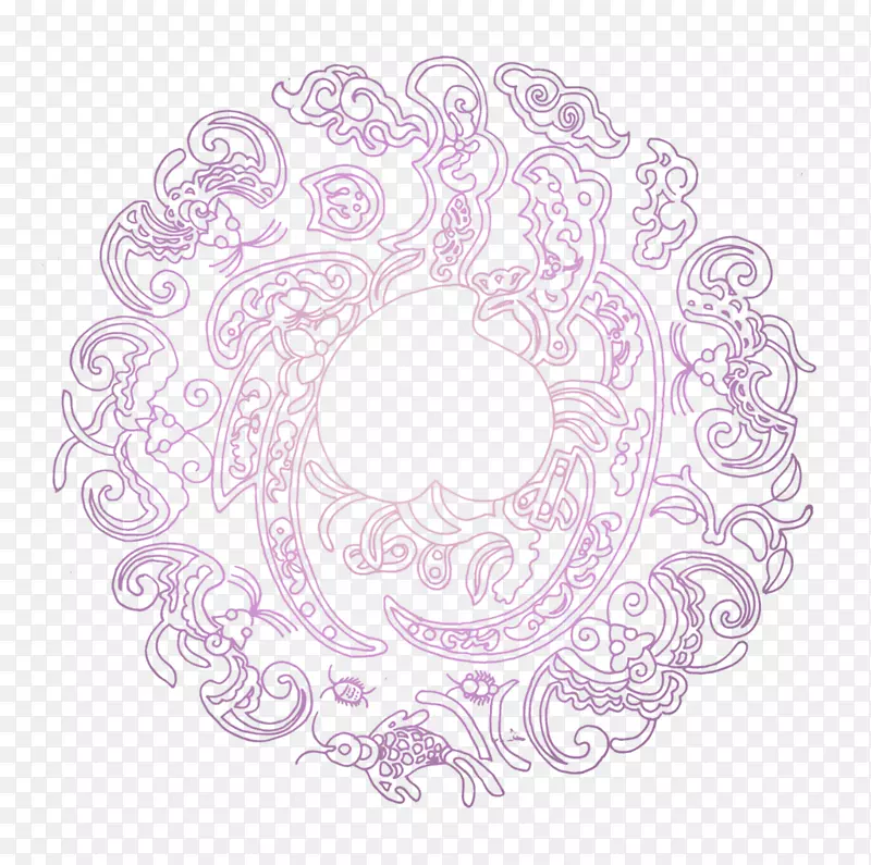 紫色中国风花纹装饰图案