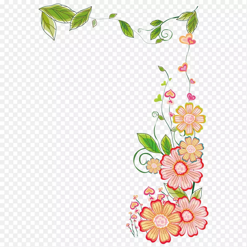 矢量卡通可爱花纹框架