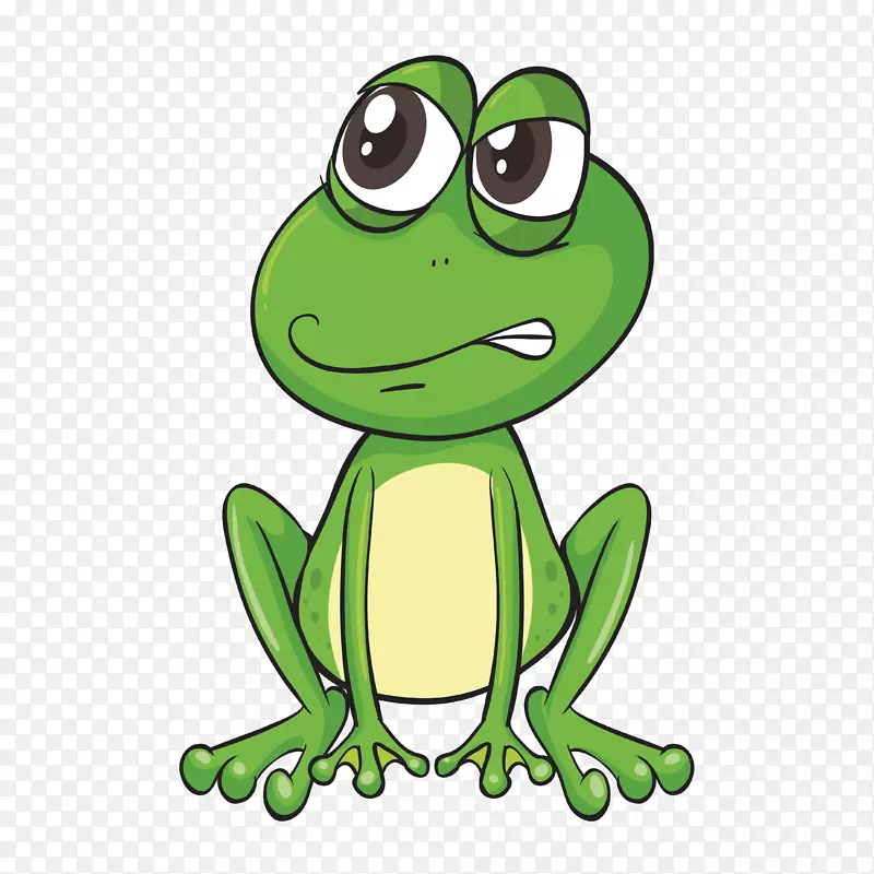 手绘卡通绿色青蛙不屑表情