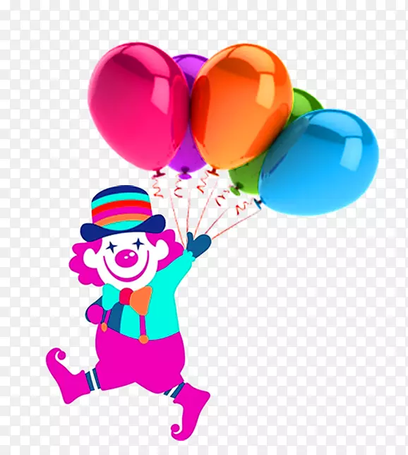 紫色卡通小丑气球装饰图案