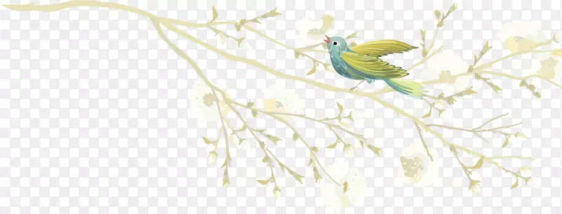 卡通水彩花鸟画装饰图案