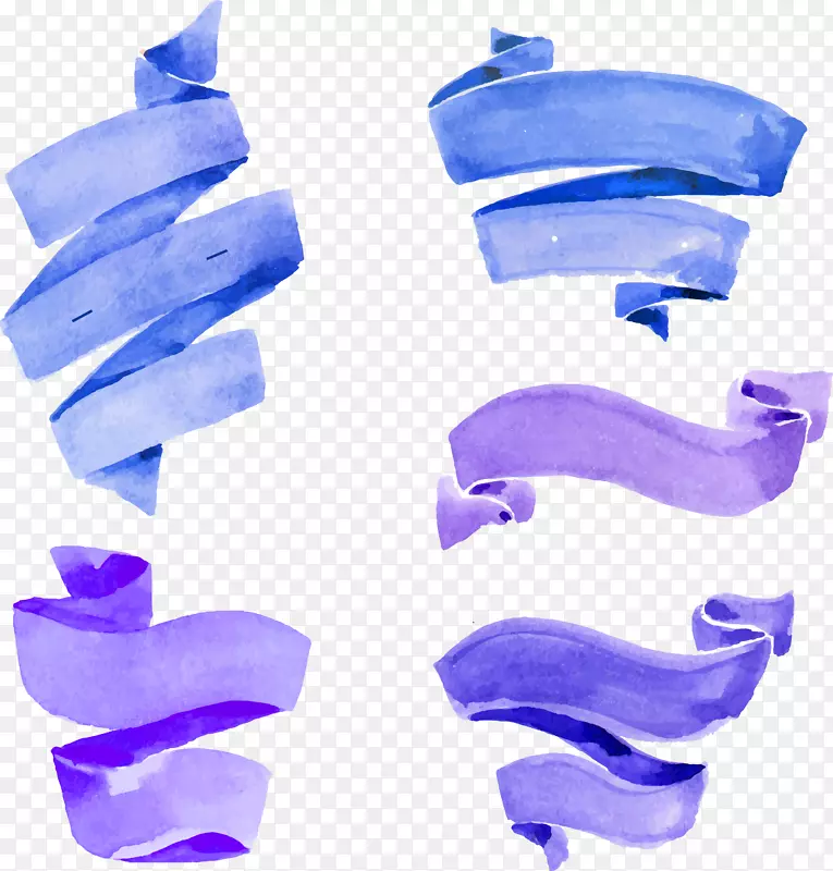 5款蓝色和紫色祝福条幅矢量素材