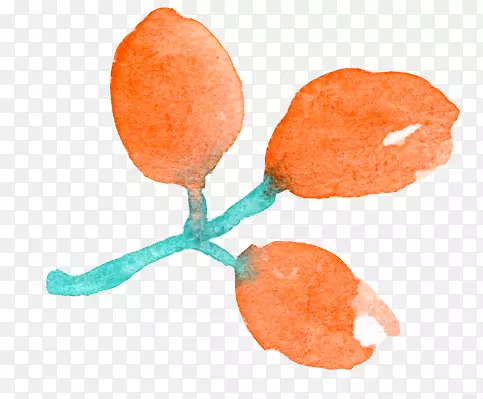 橙色水墨鲜花图案