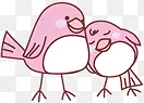 一对可爱的粉色小鸟