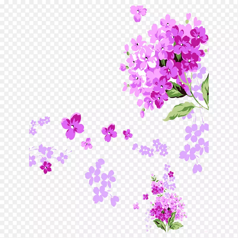 紫色手绘落花设计素材