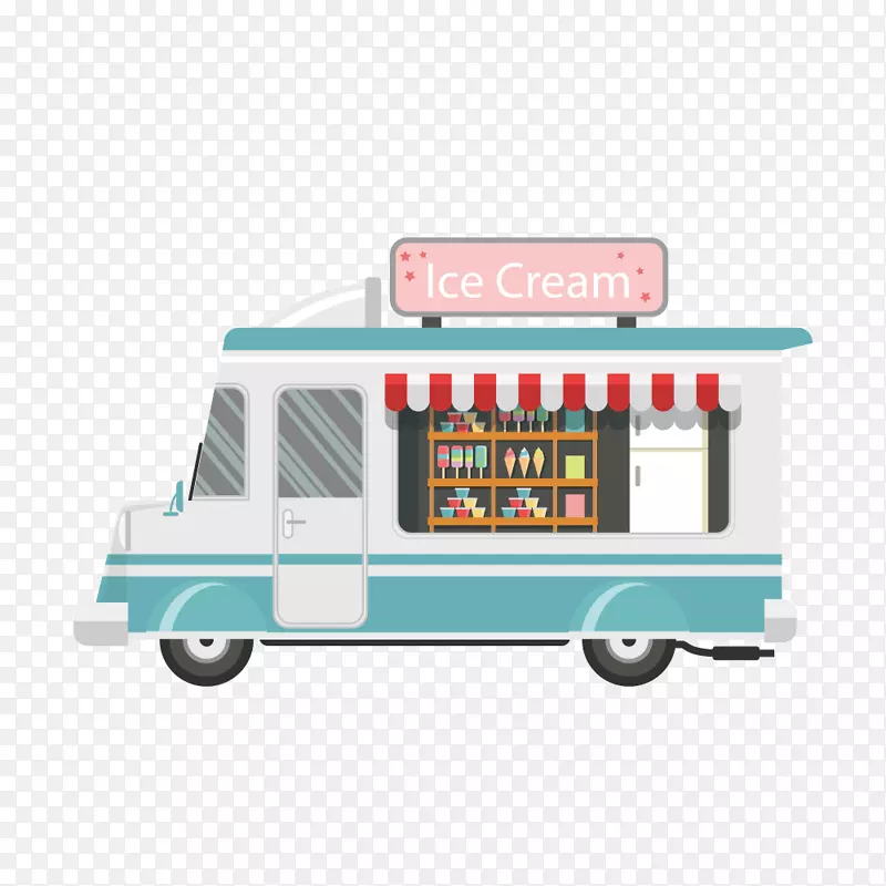 冰淇淋售卖车矢量图