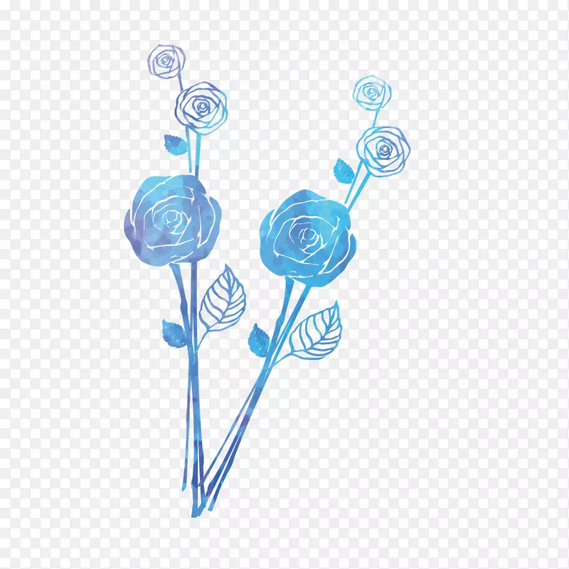 蓝色玫瑰花插画设计素材