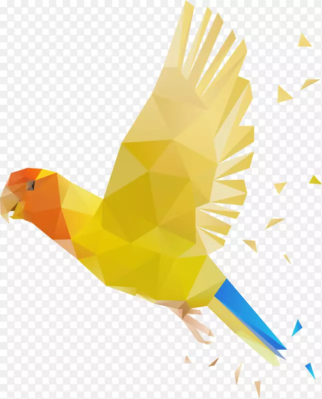 手绘立体几何小鸟