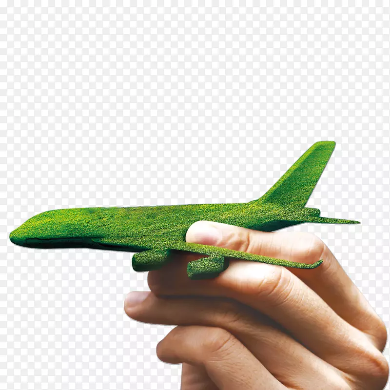 手拿绿色飞机