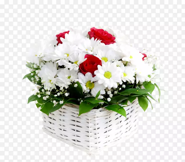 白色篮子和鲜花