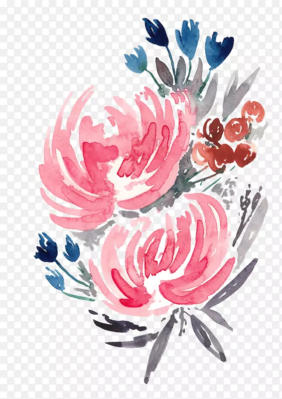 粉色水彩花朵